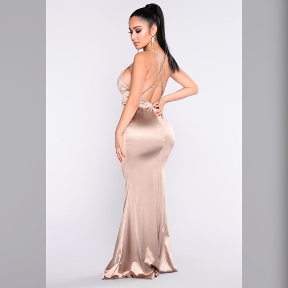 Satin Maxi Dress - Champagne (Formal Wear)